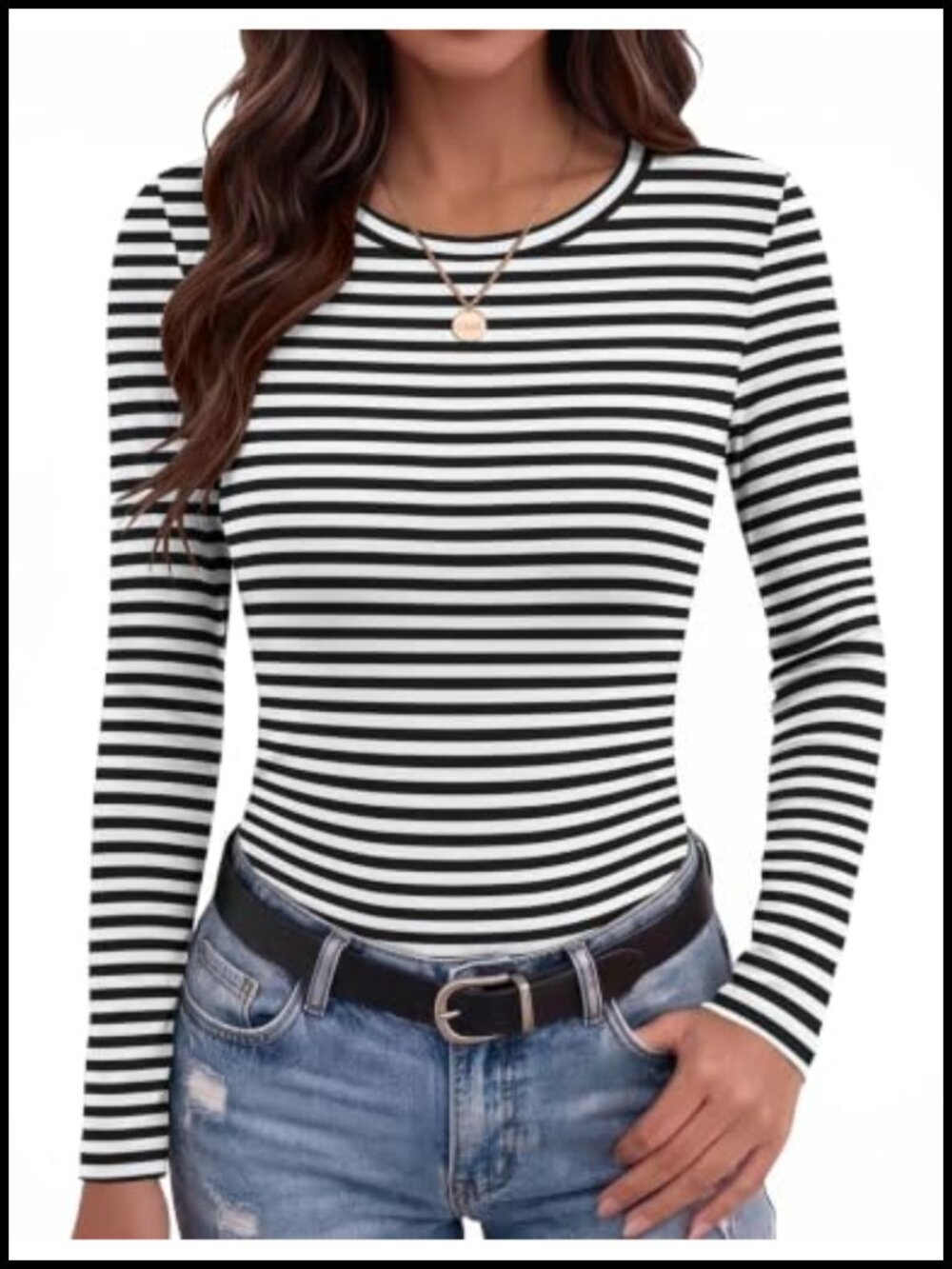 Women's Long Sleeve Crewneck Thermal Top - Slim Fit Stretch Base Layer